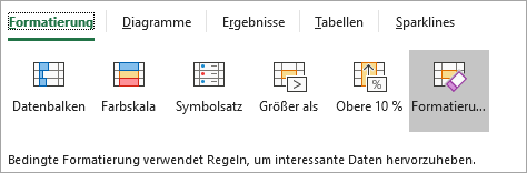 Schnellanalyse ab Excel 2013.